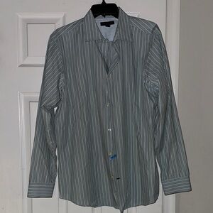 Banana Republic Blue and Green Striped Casual Button Down Shirt